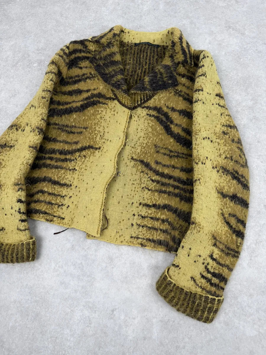 AW2002 Roberto Cavalli Tiger Wool Yellow & Black Cardigan Jacket gPGfhEL 3
