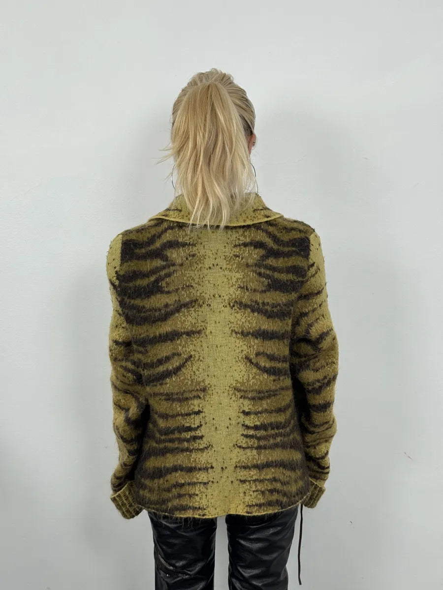AW2002 Roberto Cavalli Tiger Wool Yellow & Black Cardigan Jacket gPGfhEL 6