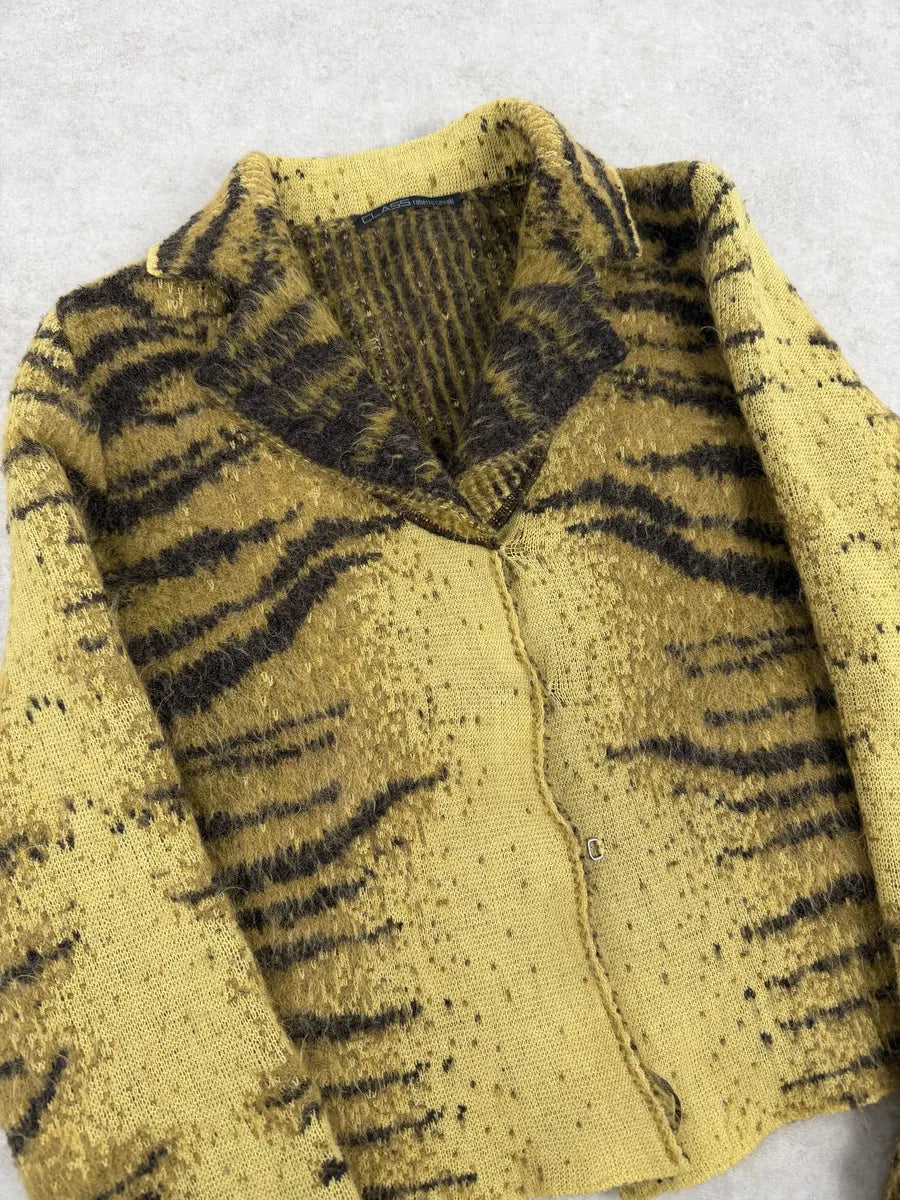 AW2002 Roberto Cavalli Tiger Wool Yellow & Black Cardigan Jacket gPGfhEL 7