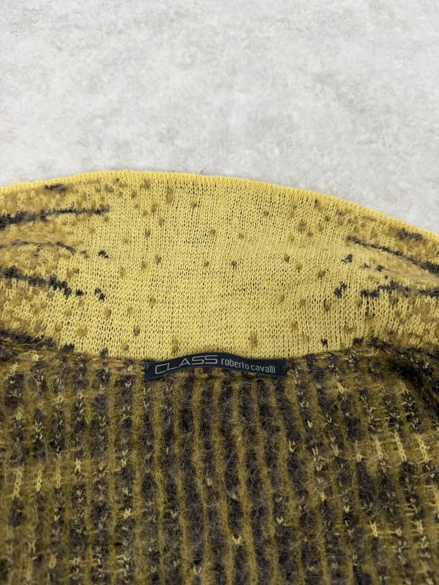 AW2002 Roberto Cavalli Tiger Wool Yellow & Black Cardigan Jacket gPGfhEL 9