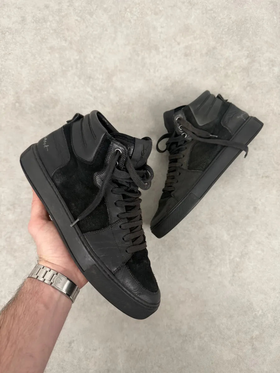 AW2002 Yves Saint Laurent Black Suede Leather High Sneakers eiFUosx 0