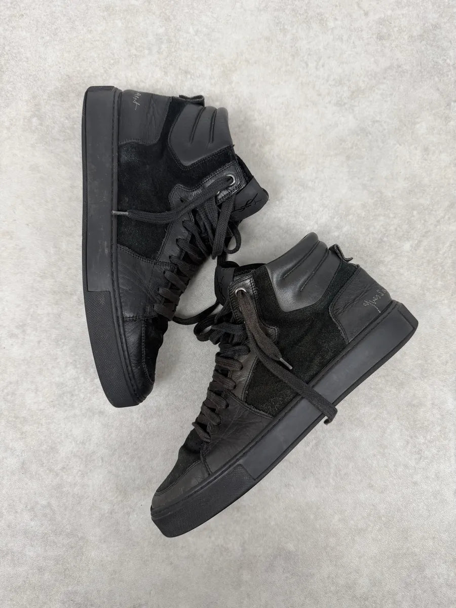 AW2002 Yves Saint Laurent Black Suede Leather High Sneakers eiFUosx 1
