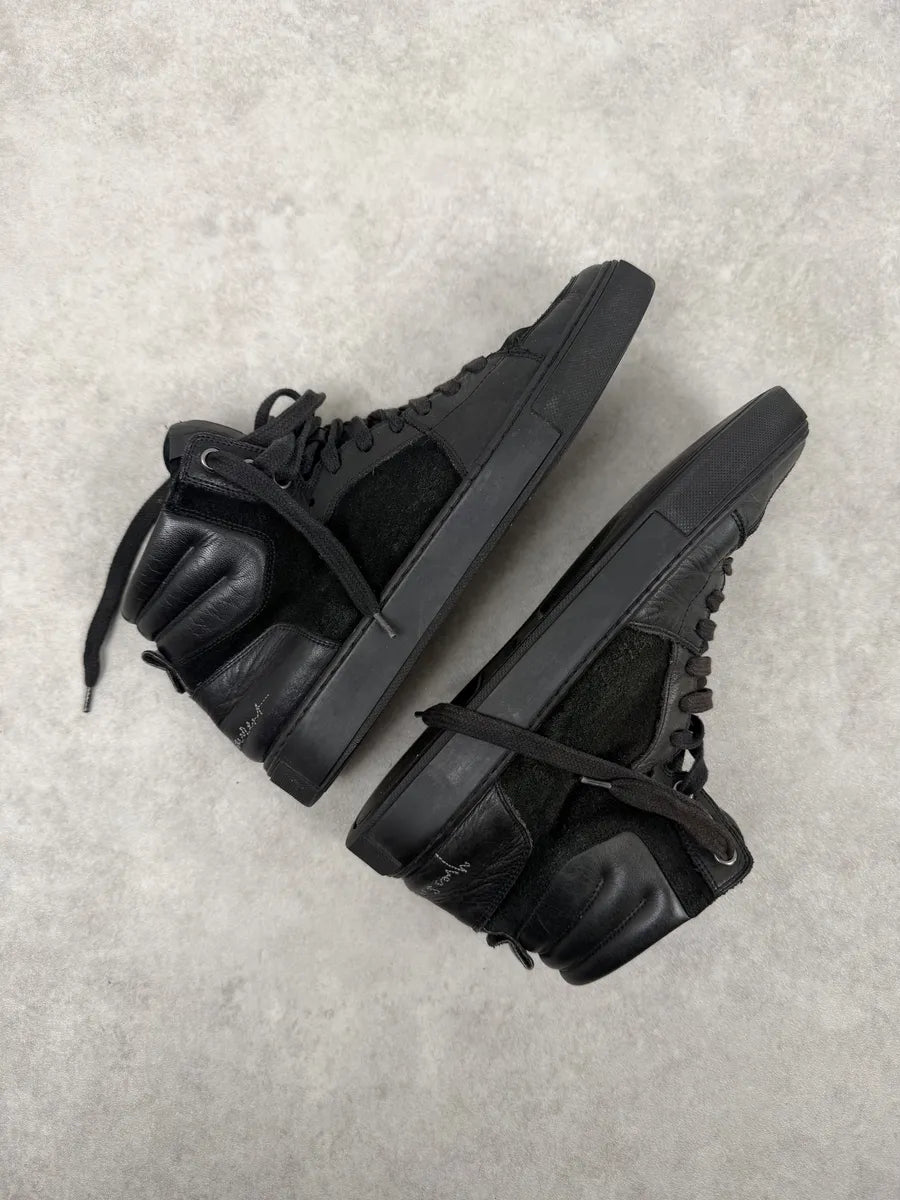 AW2002 Yves Saint Laurent Black Suede Leather High Sneakers eiFUosx 7
