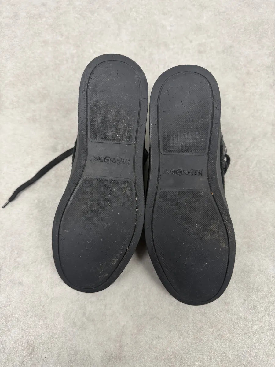 AW2002 Yves Saint Laurent Black Suede Leather High Sneakers eiFUosx 8