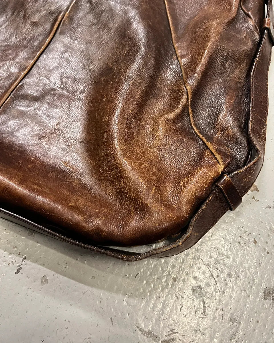 AW2002 Yves Saint Laurent Brown Eroded Leather Mombasa Handle Bag rZknvdH 5
