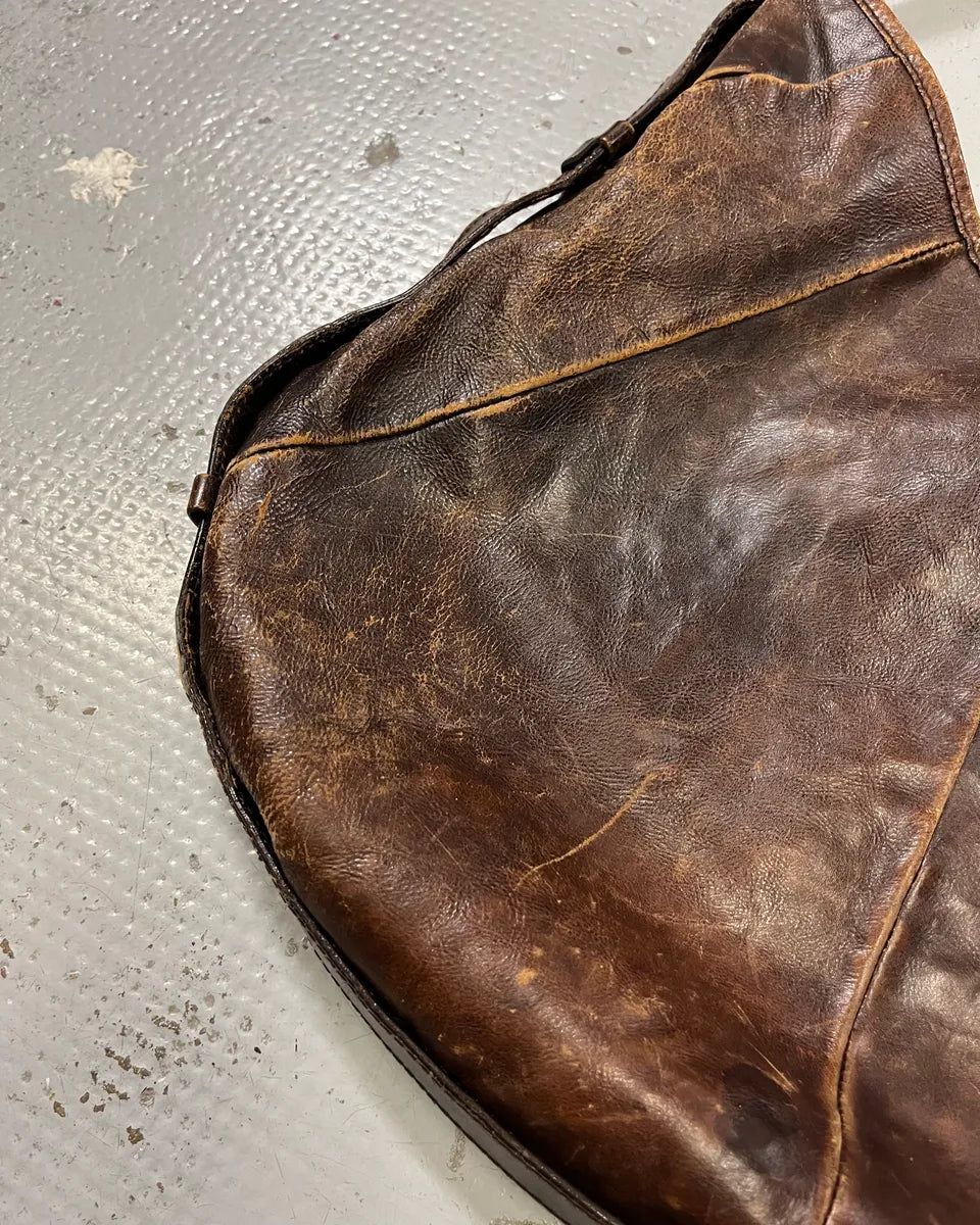 AW2002 Yves Saint Laurent Brown Eroded Leather Mombasa Handle Bag rZknvdH 6