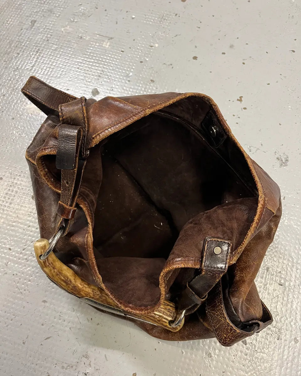 AW2002 Yves Saint Laurent Brown Eroded Leather Mombasa Handle Bag rZknvdH 8