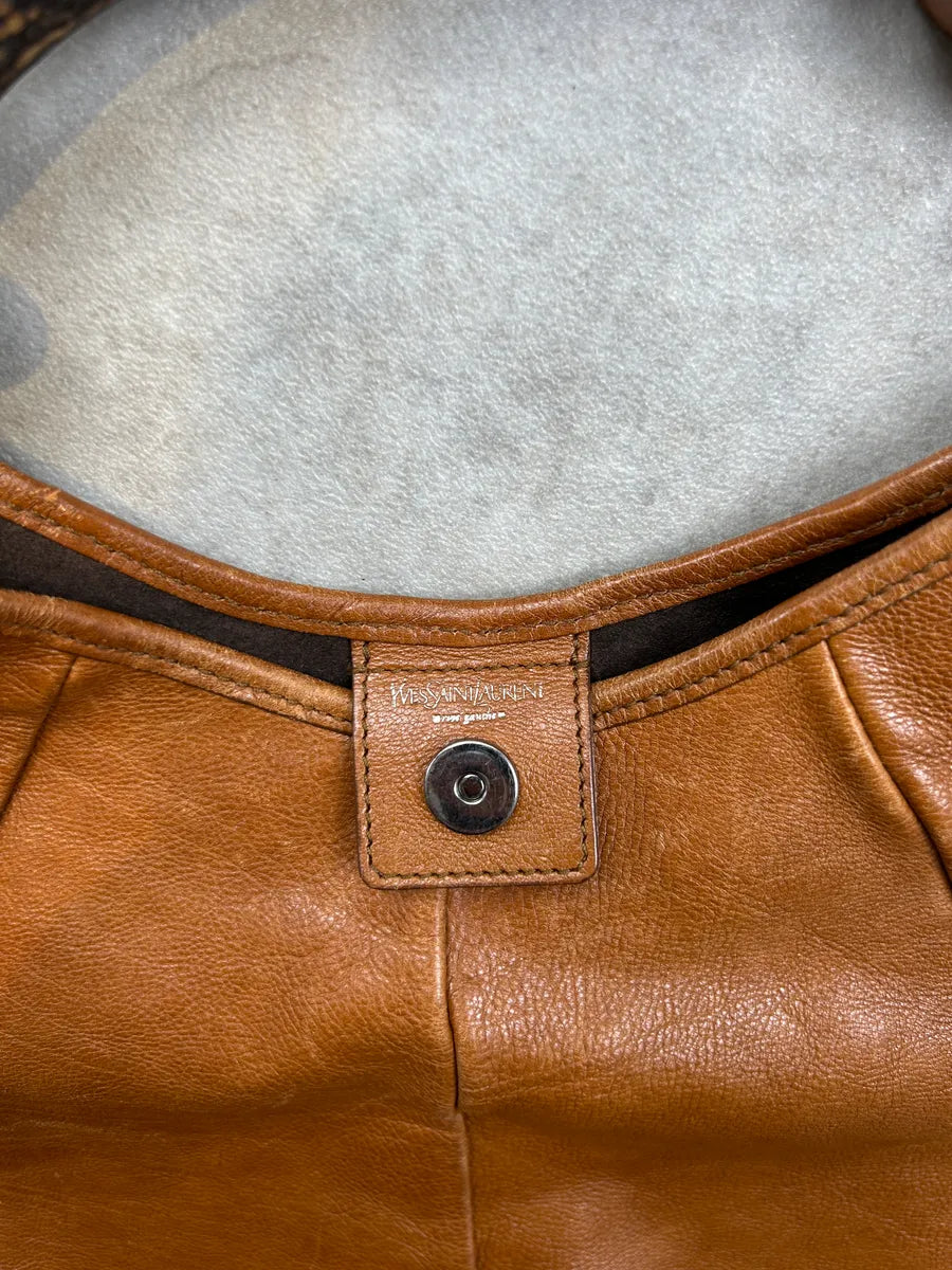 AW2002 Yves Saint Laurent Brown Leather Mombasa Shoulder Bag nNyNBsm 11