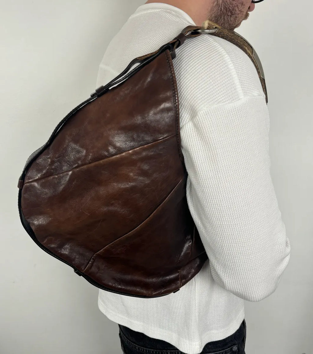 AW2002 Yves Saint Laurent Brown Leather Mombasa Shoulder Bag UnQcukd 2