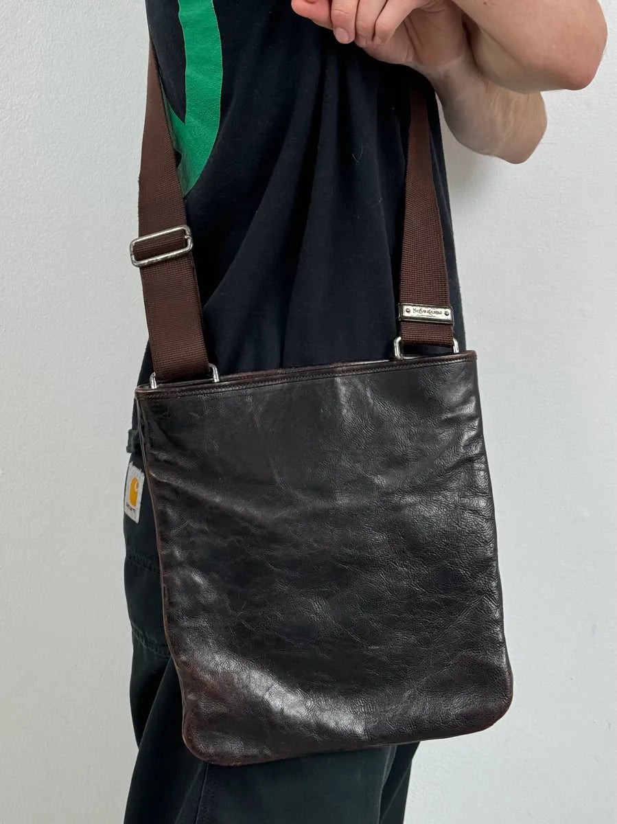 AW2002 Yves Saint Laurent Brown Leather Shoulder Bag yvfPfTd 1