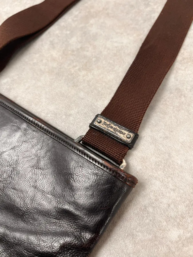 AW2002 Yves Saint Laurent Brown Leather Shoulder Bag yvfPfTd 3