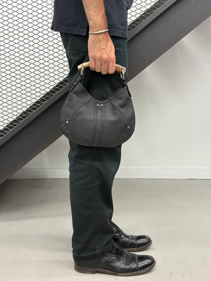 AW2002 Yves Saint Laurent Navy Denim Horn-Buckle Handle Bag uKJnAKP 2