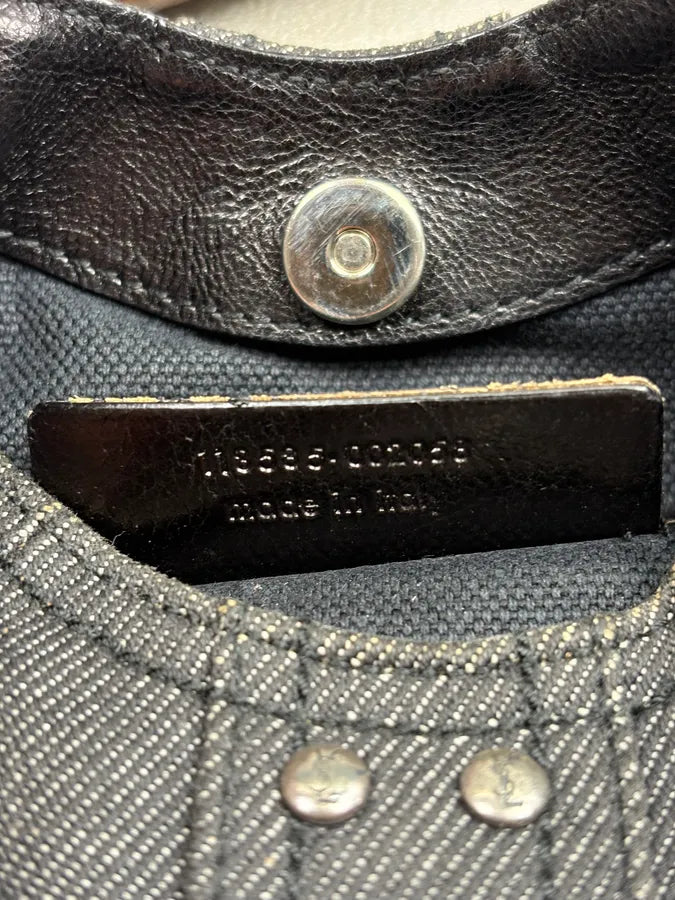 AW2002 Yves Saint Laurent Navy Denim Horn-Buckle Handle Bag uKJnAKP 10