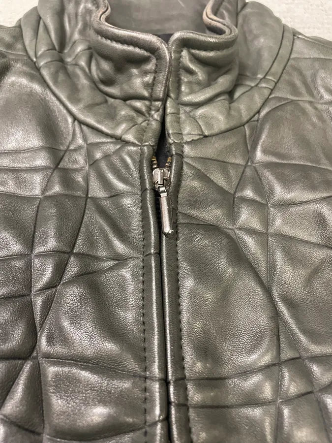 AW2003 Armani Collezioni Contemporary Lined Leather Zip-up Jacket tXbiEcD 6