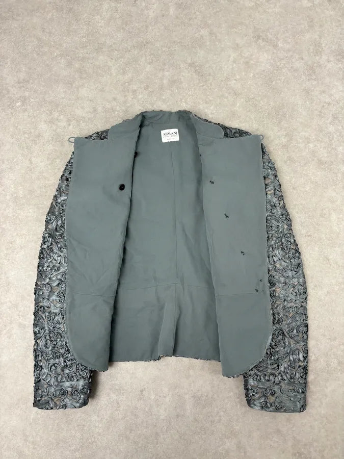 AW2003 Armani Collezioni Grey Royal Floral Asymmetrical Jacket YfWhZOW 6