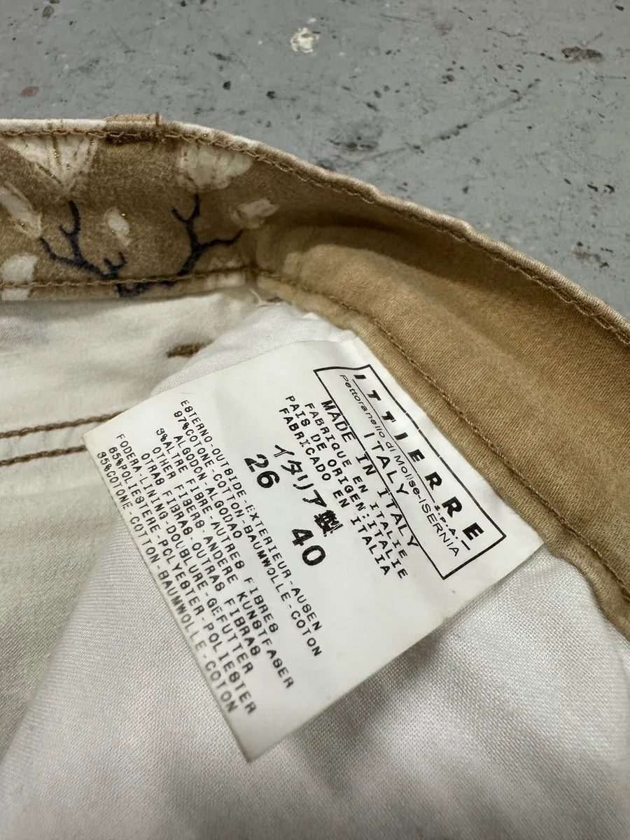 AW2003 Cavalli Asian Bird Flowers Beige Pants jkBrmzD 11