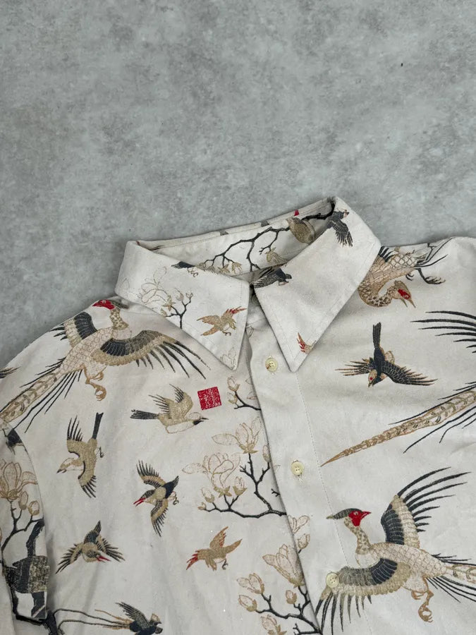 AW2003 Cavalli Asian Fantasy World Bird Cream Shirt GPCeehw 4