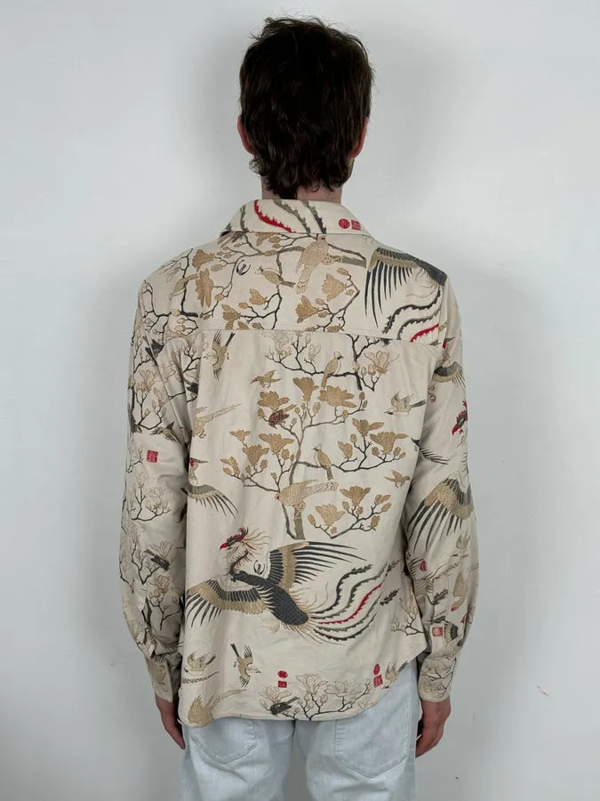 AW2003 Cavalli Asian Fantasy World Bird Cream Shirt GPCeehw 2
