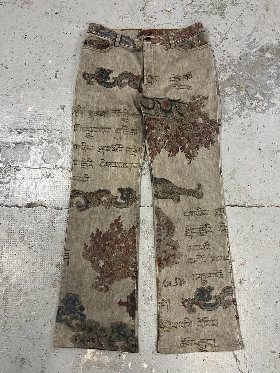 AW2003 Cavalli Asian World Fantasy Grey Denim Jeans RusTORD 0