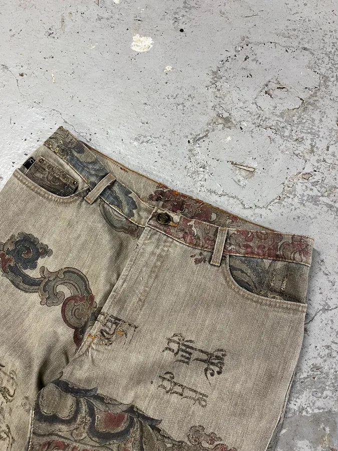 AW2003 Cavalli Asian World Fantasy Grey Denim Jeans RusTORD 5