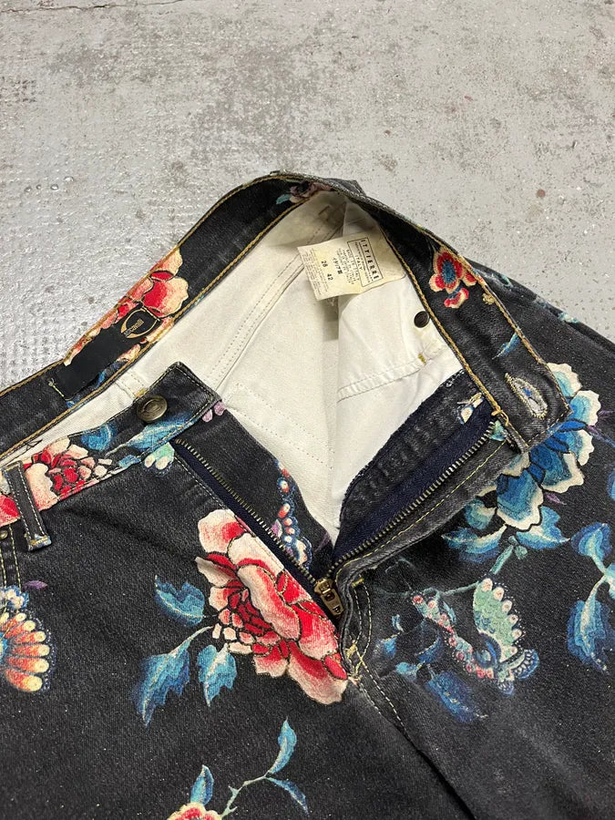 AW2003 Cavalli Asian World Flowers Grey Denim Jeans XSyhaNB 11