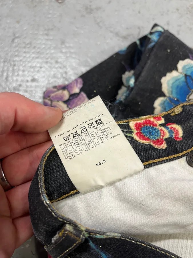 AW2003 Cavalli Asian World Flowers Grey Denim Jeans XSyhaNB 13