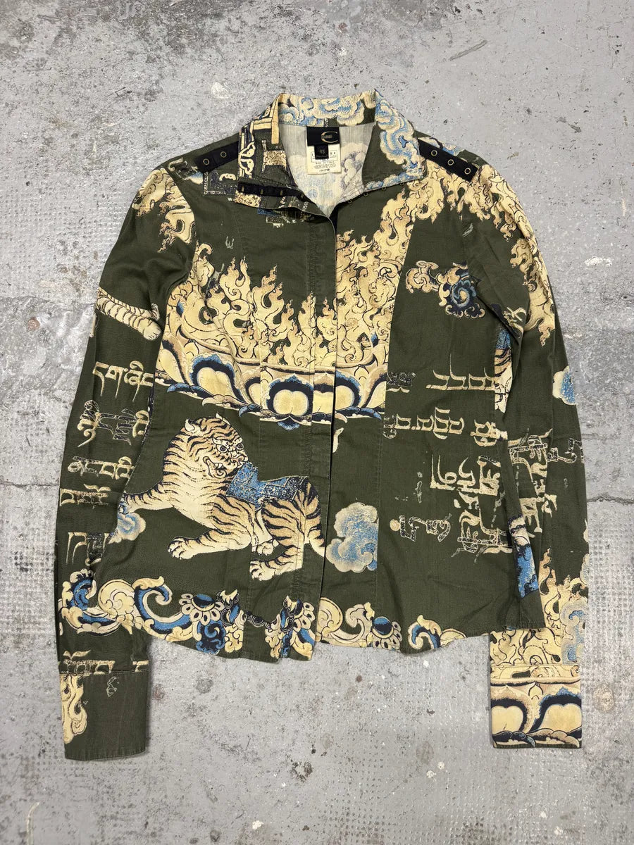 AW2003 Cavalli Asian World Green Contemporary Fire Shirt tPAKGOu 0