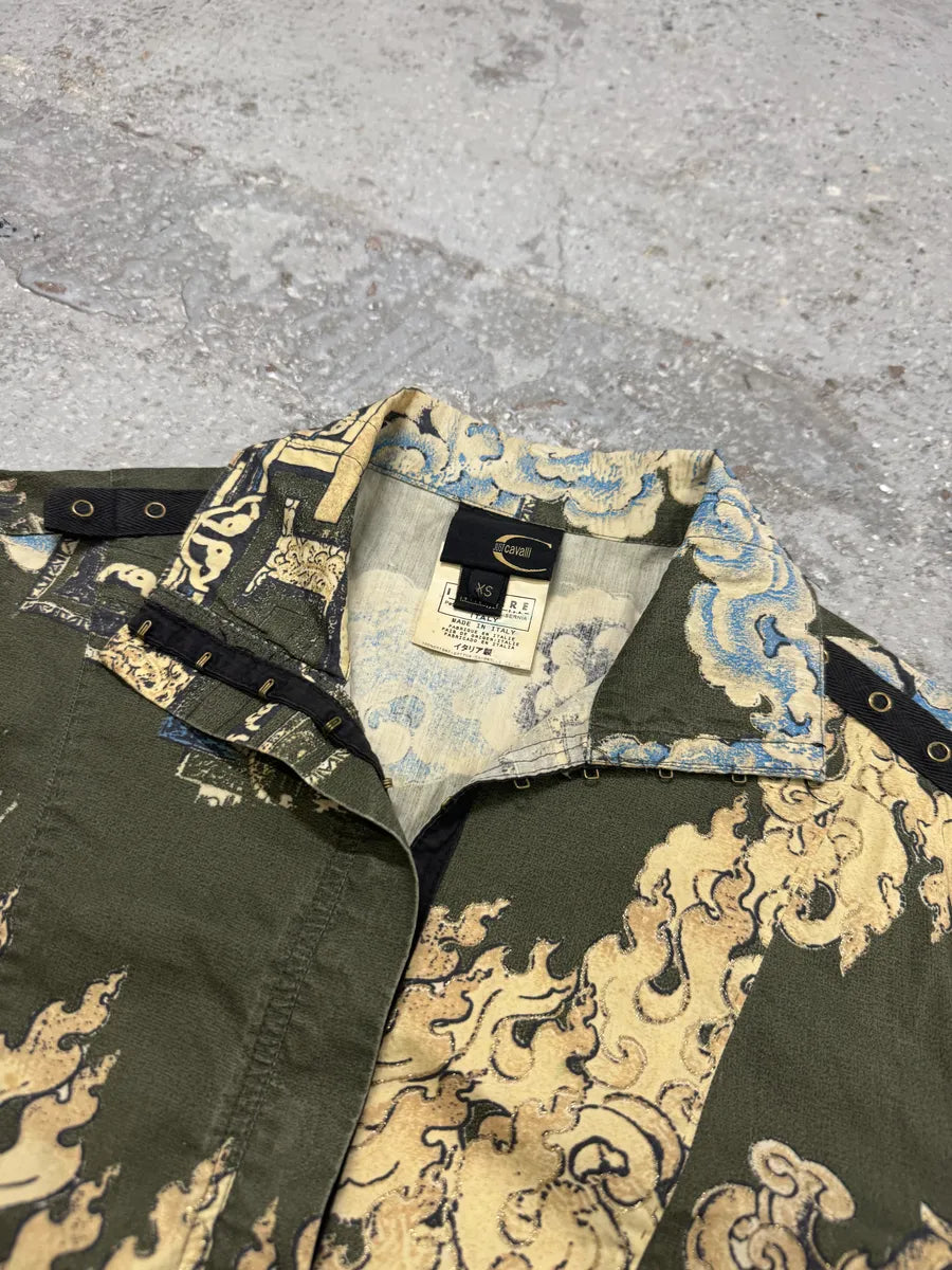 AW2003 Cavalli Asian World Green Contemporary Fire Shirt tPAKGOu 4