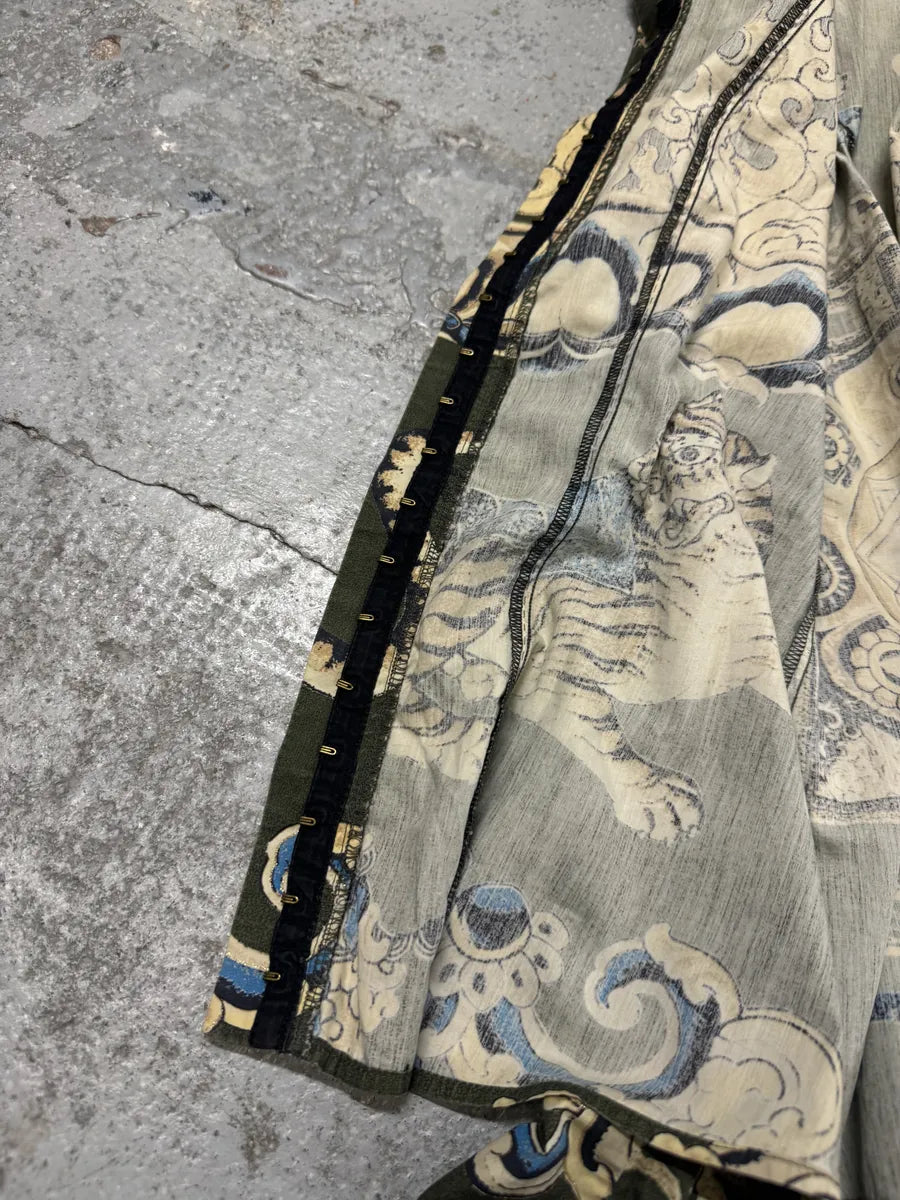 AW2003 Cavalli Asian World Green Contemporary Fire Shirt tPAKGOu 6