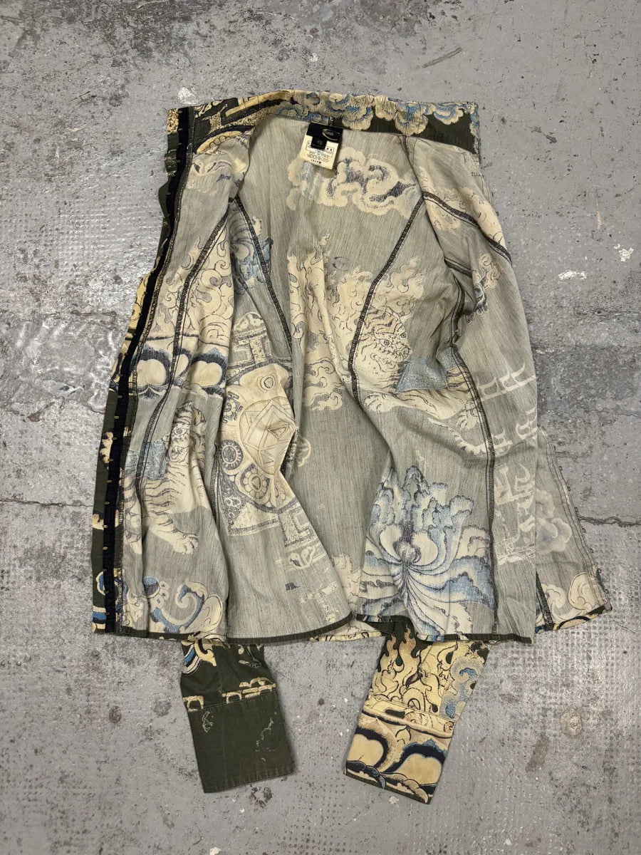 AW2003 Cavalli Asian World Green Contemporary Fire Shirt tPAKGOu 7