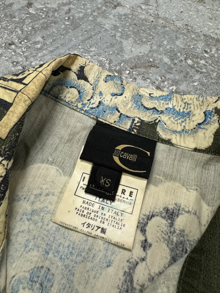 AW2003 Cavalli Asian World Green Contemporary Fire Shirt tPAKGOu 9