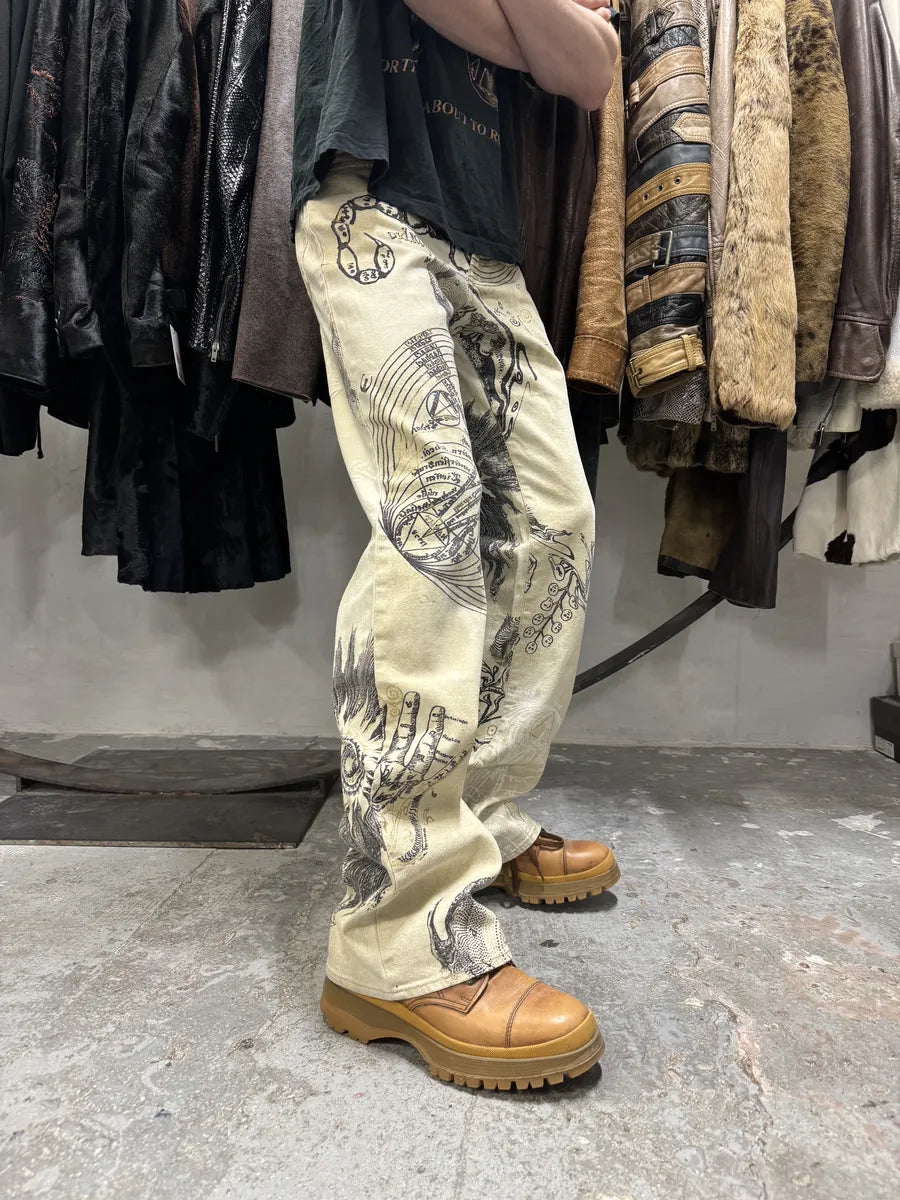 AW2003 Cavalli Astrology Beige Deus Pants (S) AjPqitc 1