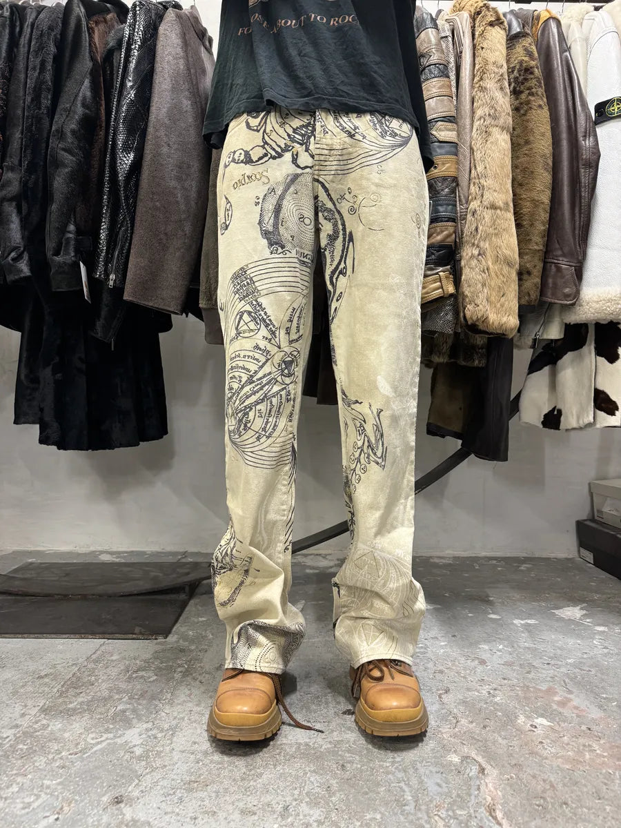 AW2003 Cavalli Astrology Beige Deus Pants (S) AjPqitc 3