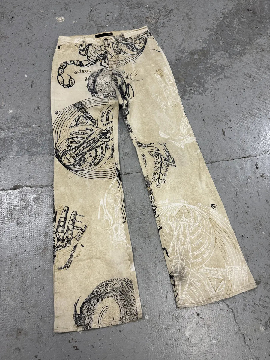 AW2003 Cavalli Astrology Beige Deus Pants (S) AjPqitc 5
