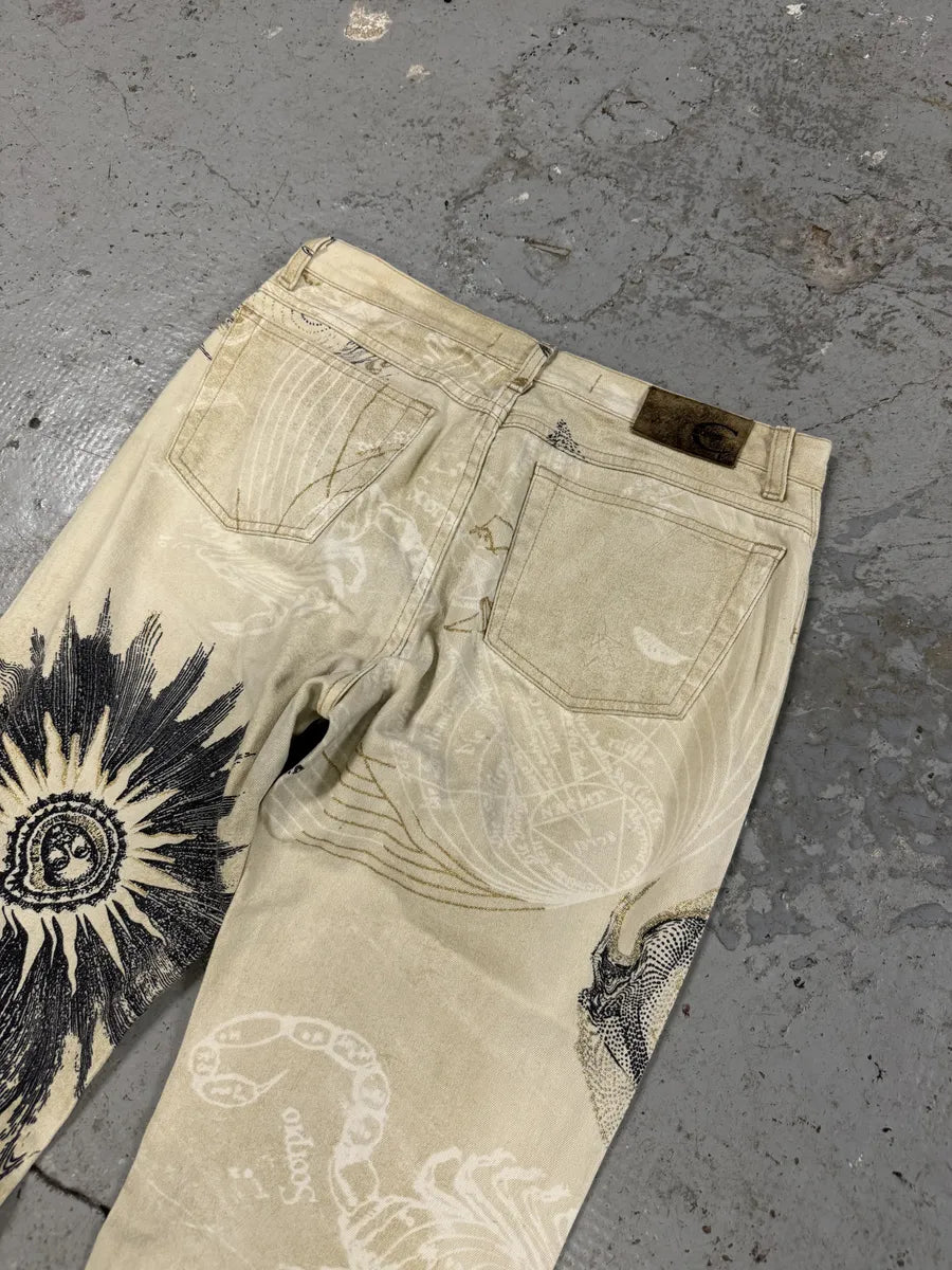 AW2003 Cavalli Astrology Beige Deus Pants (S) AjPqitc 7