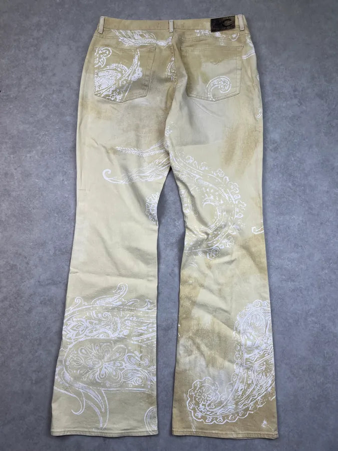AW2003 Cavalli Beige & White Tribal Pants vMlVwwg 4