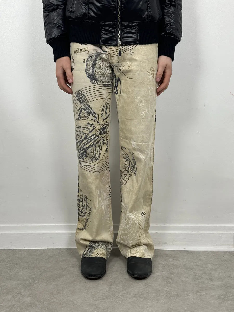 AW2003 Cavalli Beige Astrology Abstract World Pants gGfHDKQ 1