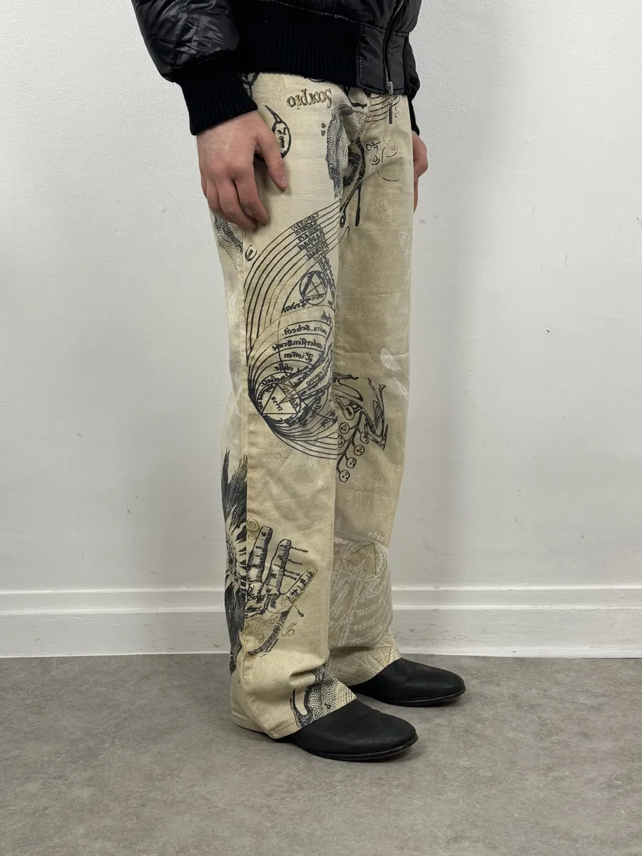 AW2003 Cavalli Beige Astrology Abstract World Pants gGfHDKQ 2