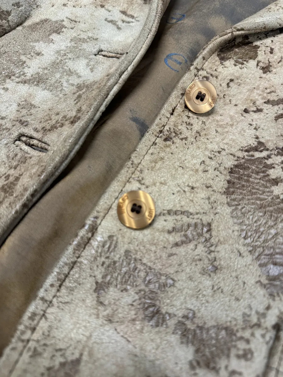 AW2003 Cavalli Beige Textured Eroded Leather Blazer Jacket GKsaGaK 11