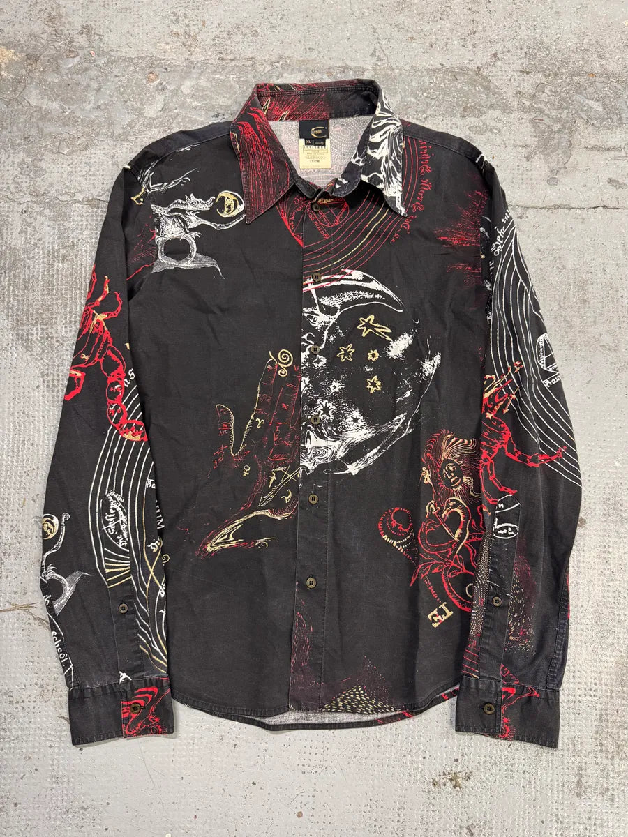 AW2003 Cavalli Black & Red Astrology World Shirt cMxFgFa 0