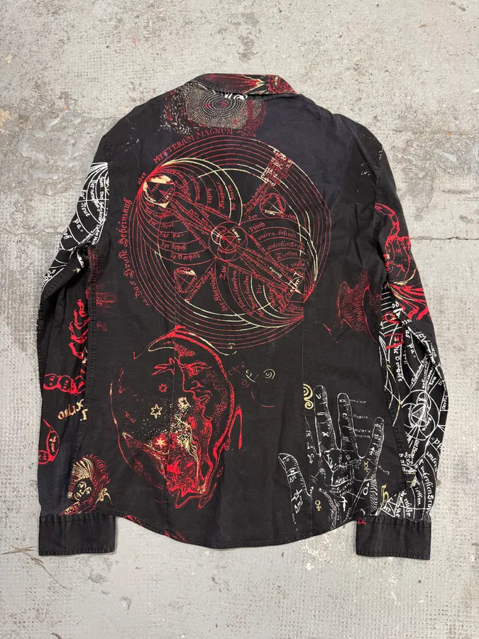 AW2003 Cavalli Black & Red Astrology World Shirt cMxFgFa 3