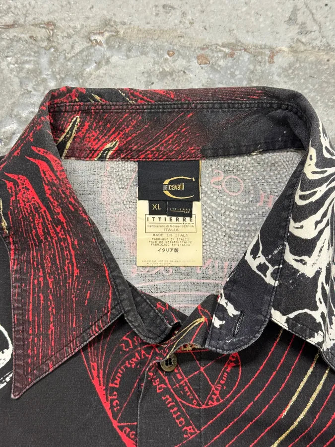 AW2003 Cavalli Black & Red Astrology World Shirt cMxFgFa 7