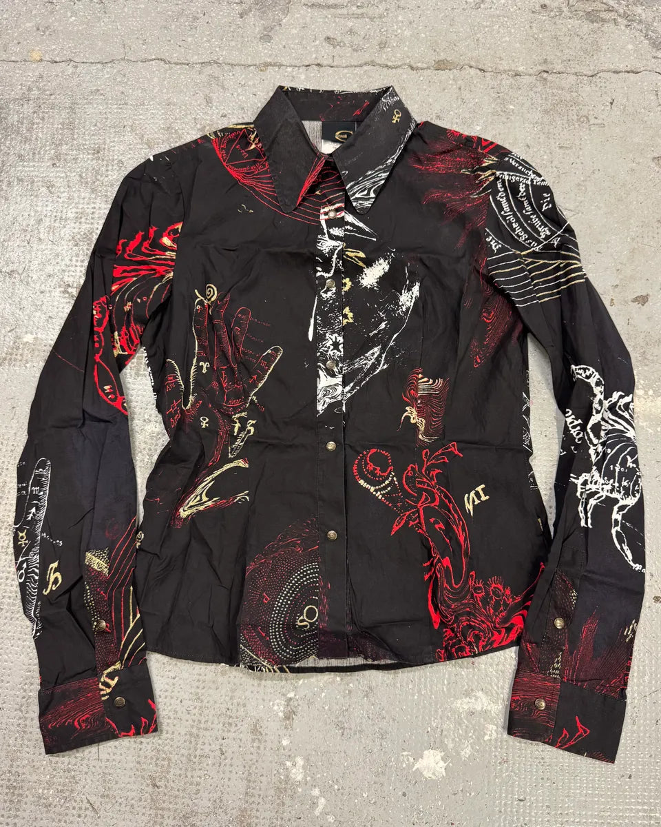 AW2003 Cavalli Black Astrology Balance Shirt (M) vgGChOG 0
