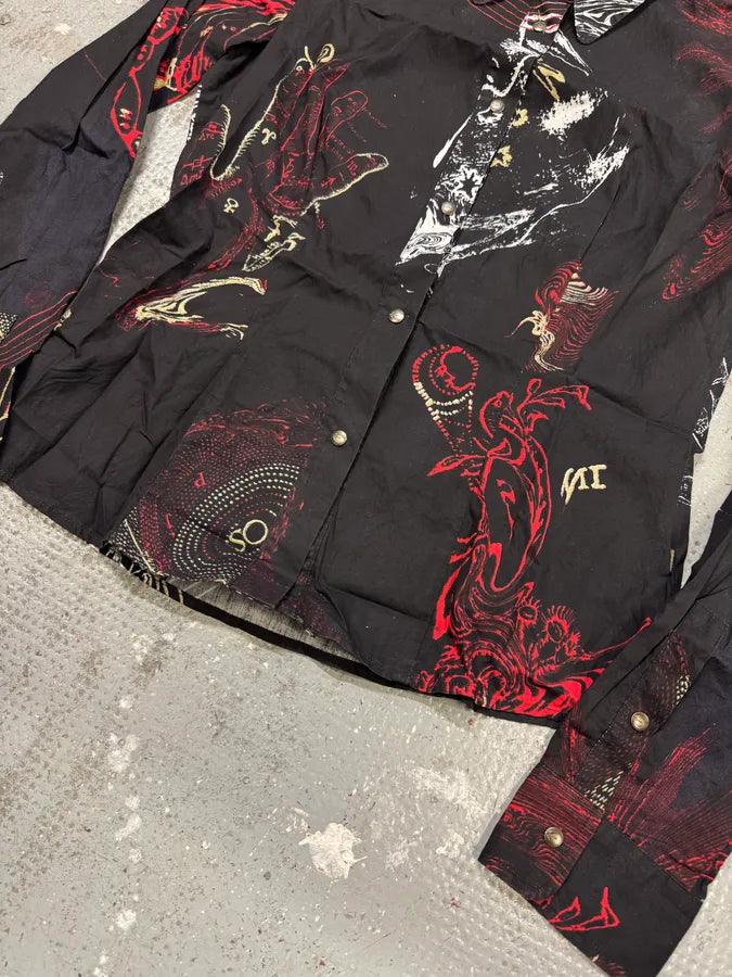 AW2003 Cavalli Black Astrology Balance Shirt (M) vgGChOG 5