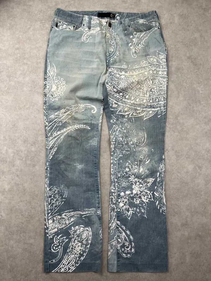 AW2003 Cavalli Blue Paisley Ocean Denim Jeans yyakKBl 0
