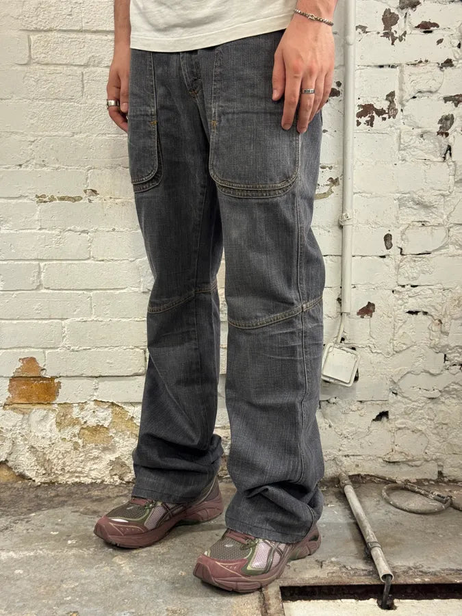 AW2003 Cavalli Cargo Grey Bootcut Denim Jeans dyOdJIM 1