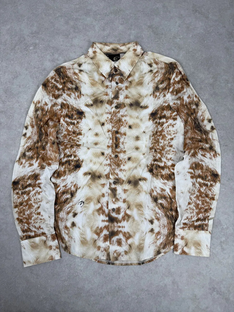 AW2003 Cavalli Cow Print Movement White & Brown Shirt FNTGynX 0