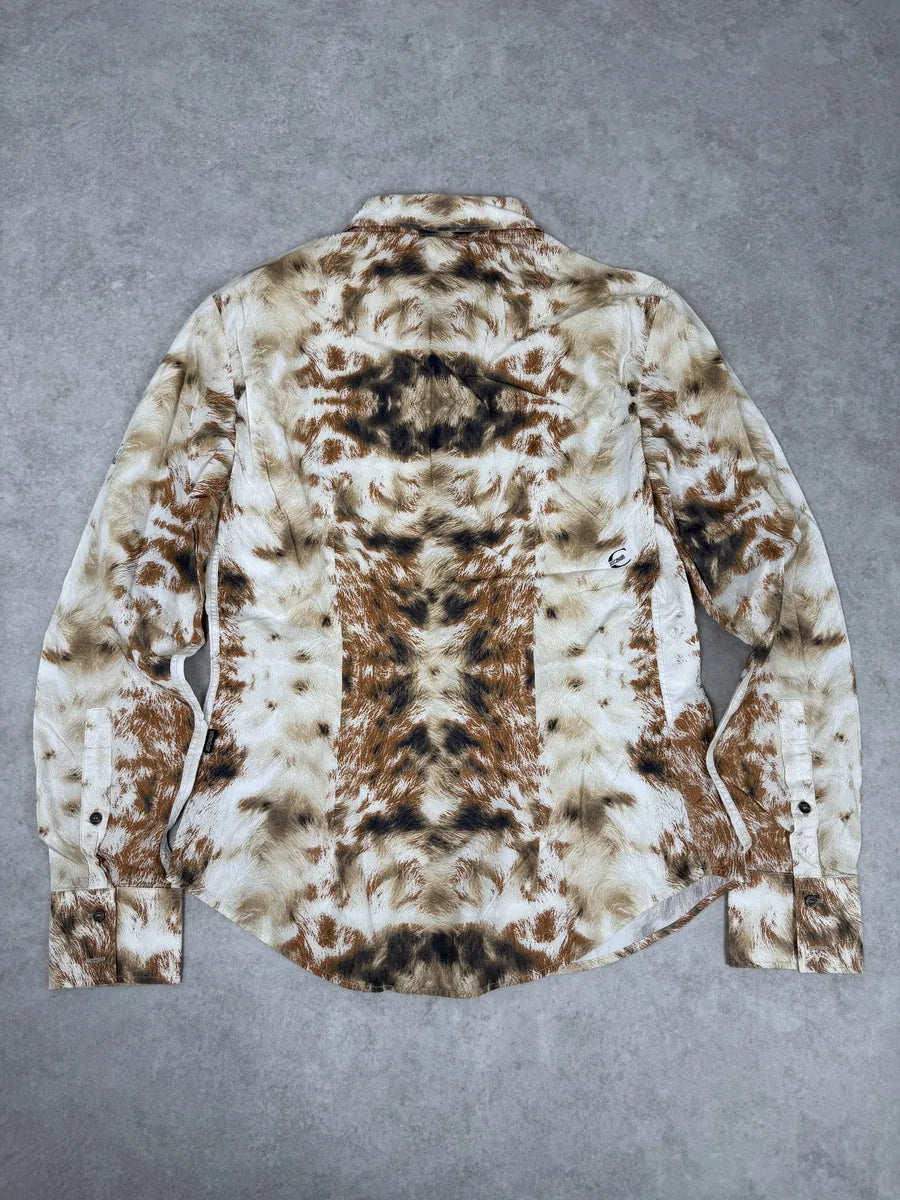 AW2003 Cavalli Cow Print Movement White & Brown Shirt FNTGynX 1