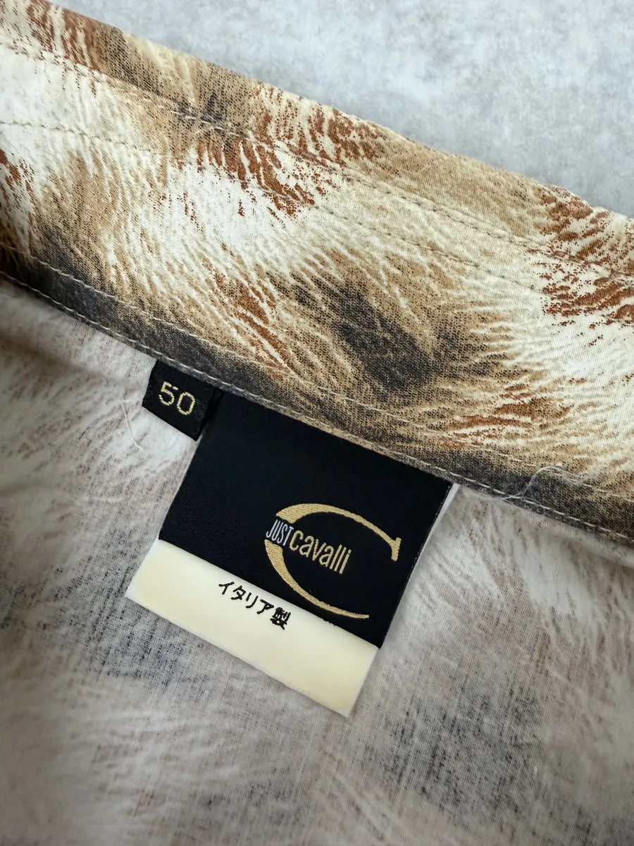 AW2003 Cavalli Cow Print Movement White & Brown Shirt FNTGynX 11