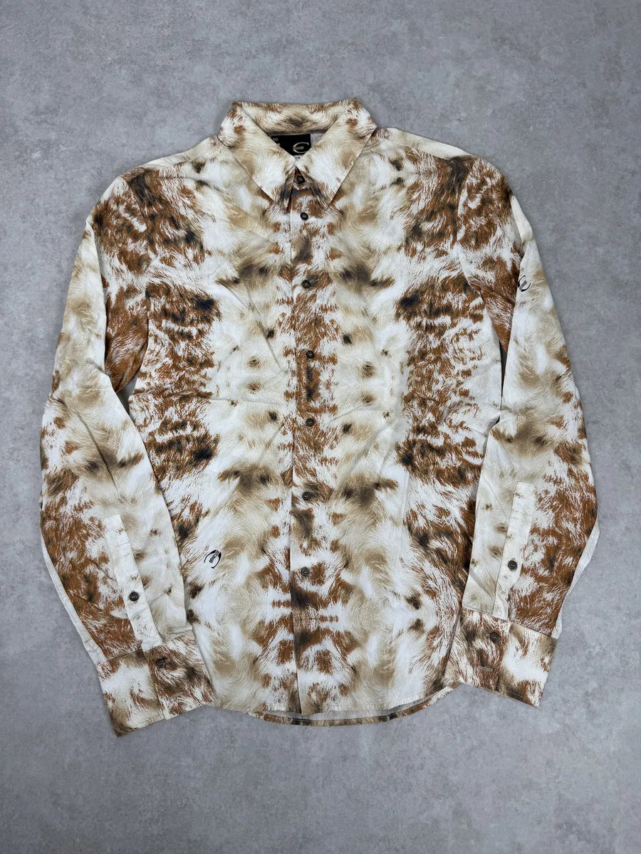 AW2003 Cavalli Cow Print Movement White & Brown Shirt FNTGynX 4